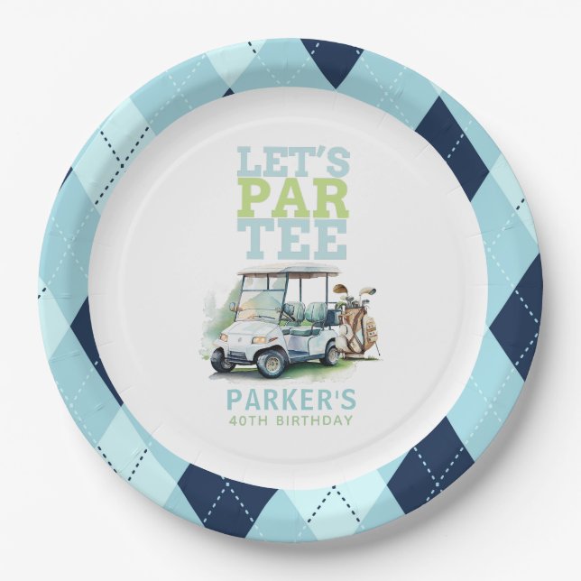 Adult Birthday Partee Golf Personalised Paper Plate (Front)