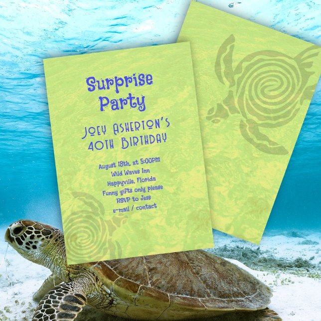 Adult Birthday Party Sea Turtle Invitation (Creator Uploaded)