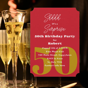 Adult Birthday Red Surprise Party Invitation