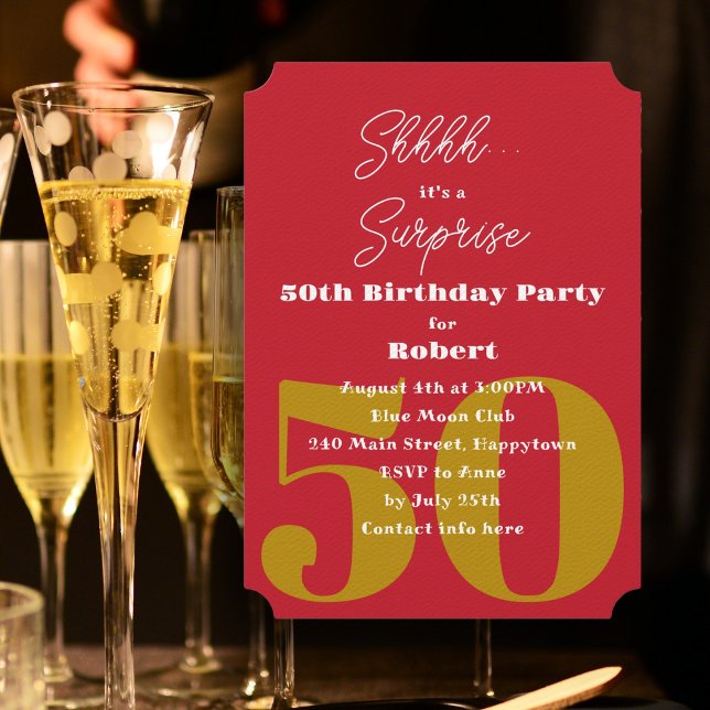 Adult Birthday Red Surprise Party Invitation (Creator Uploaded)