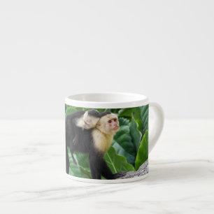 Adult Capuchin Monkey Carrying Baby On Its Back Espresso Cup