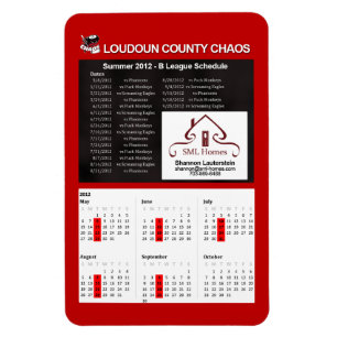 Adult Chaos - Summer 2012 B League Schedule Magnet