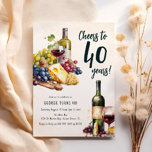 Adult Cheese And Wine Charcuterie 40th Birthday Invitation