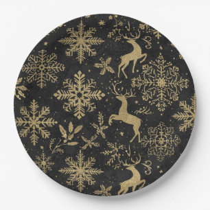 Adult christmas plates black and gold