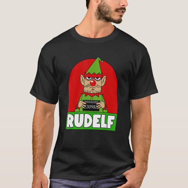 ADULT Christmas RUDELF Rude Elf T-Shirt (Front)