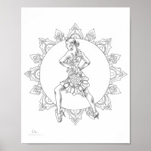 Adult Coloring Poster Salsa Mandala Dancer