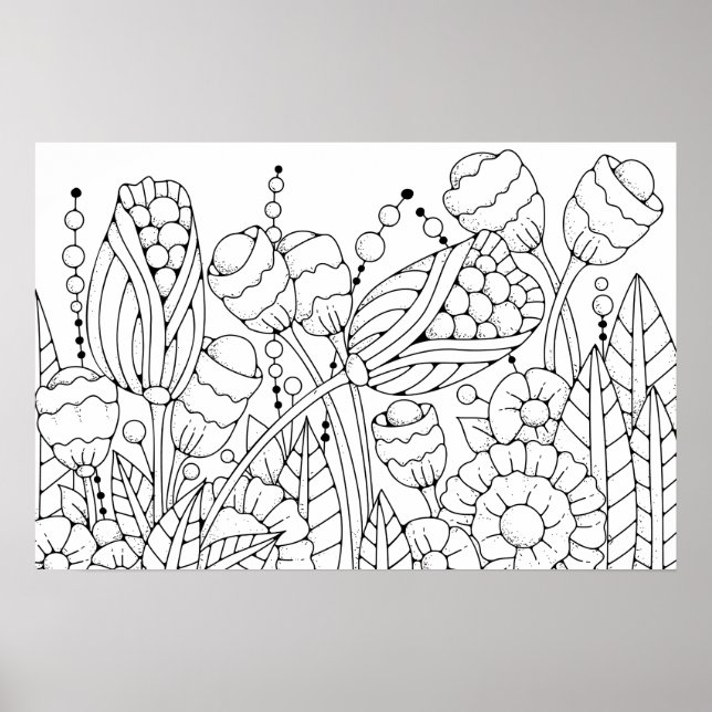 Adult Coloring Stylized Flowers 3 Poster (Front)