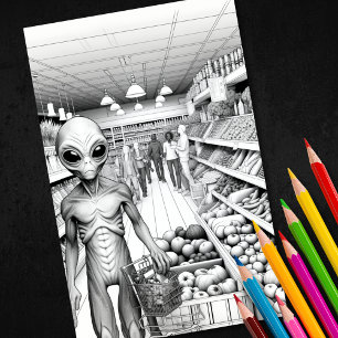 Adult Colouring Alien 3D Poster