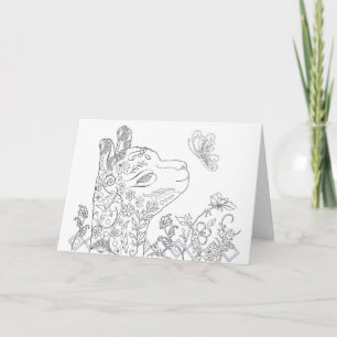 Adult Colouring Alpaca Butterfly Birthday Card