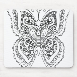 Adult Colouring Book Style Butterfly Self Colourin Mouse Pad