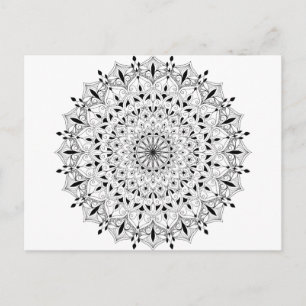 Adult colouring DIY mandala zen doodle flower Postcard