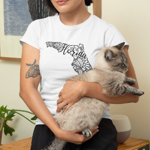 Adult Colouring Florida Line Art Mandala Map T-Shirt