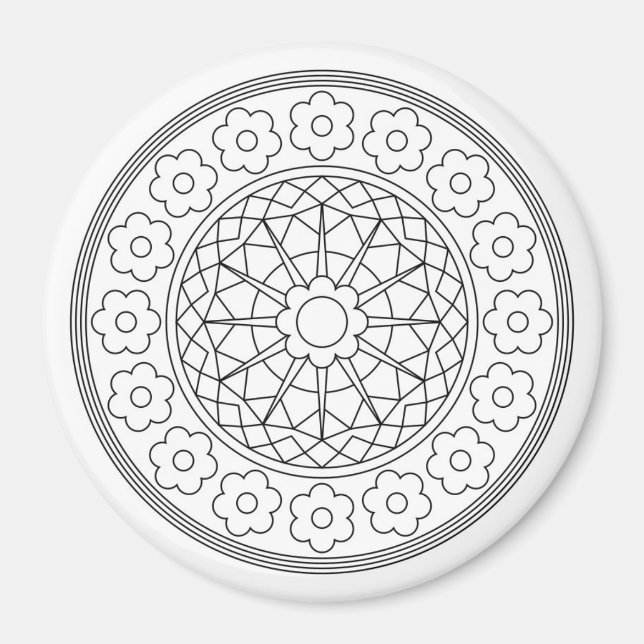 Adult Colouring Flower Magnet (Front)