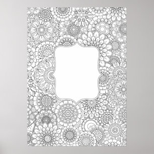 Adult Colouring Flowers DIY Poster (Large 20x28")
