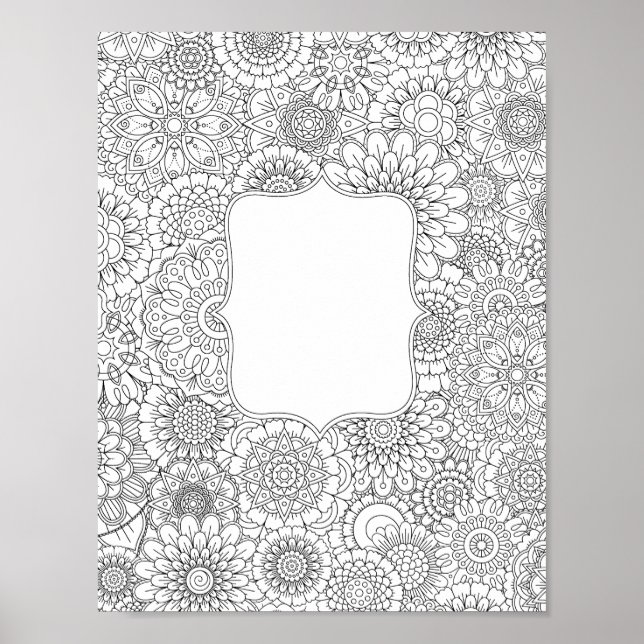Adult Colouring Flowers DIY Poster (Small 8.5x11") (Front)