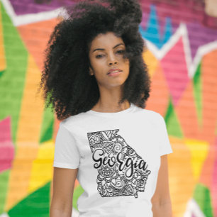 Adult Colouring Georgia Line Art Mandala Map Tri-Blend Shirt