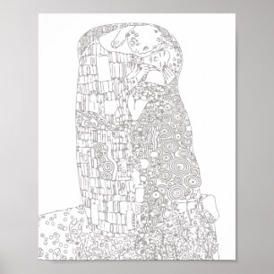 Adult Colouring Klimt "The Kiss" Famous Art Poster