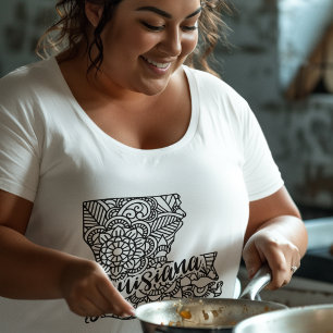 Adult Colouring Louisiana Line Art Mandala Map T-Shirt