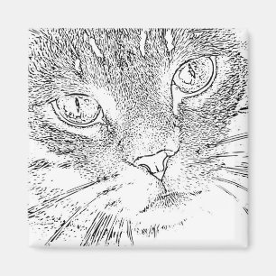 Adult Colouring Magnet: Cat Face Magnet