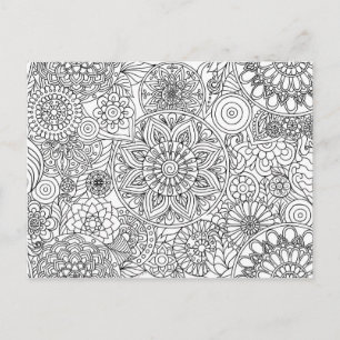 Adult Colouring Mandalas Shapes Pattern Postcard