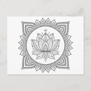 Adult colouring oriental floral postcard