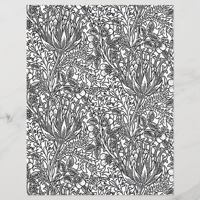 Adult Colouring Page - Art Nouveau Artichoke Damas (Front)
