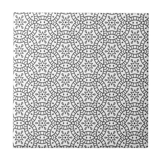 Adult Colouring Page Pattern Design Ceramic Tile (Front)
