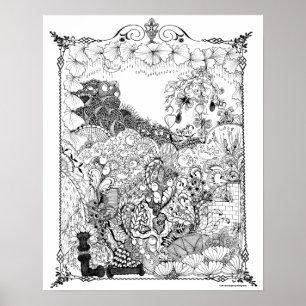 Adult Colouring Poster "Chandelier of Flowers