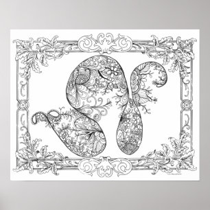 Adult Colouring Poster "Floral Swirls Art"