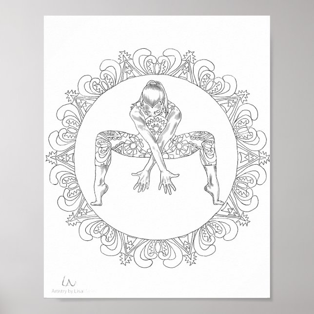 Adult Colouring Poster Mandala Dancing Dancer (Front)