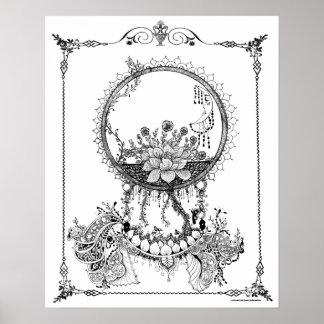 Adult Colouring Poster "Midnight Blooms Art"