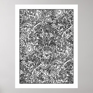 Adult Colouring Poster Morris Indian Pattern