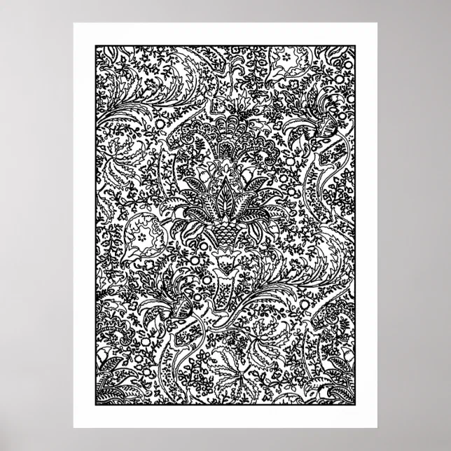 Adult Colouring Poster Morris Indian Pattern Zazzle