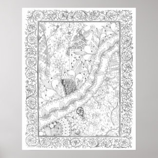 Adult Colouring Poster "Peace, Love & Joy Art"