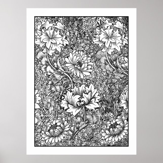 Adult Colouring Poster William Morris Chrysanthemu (Front)