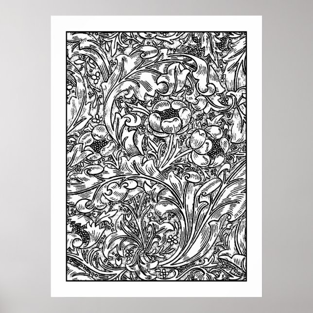 Adult Colouring Poster - William Morris Floral  (Front)