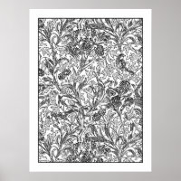 Adult Colouring Poster William Morris Iris Pattern