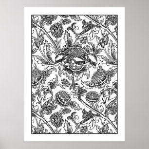 Adult Colouring Poster William Morris Sunflowers 