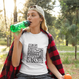 Adult Colouring Utah Line Art Mandala Map T-Shirt