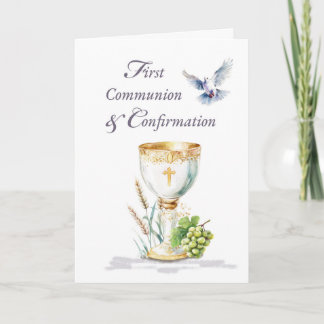 Adult Communion Confirmation Chalice Dove Blessing Card