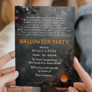 Adult Dark Grey Halloween Poem Invitation