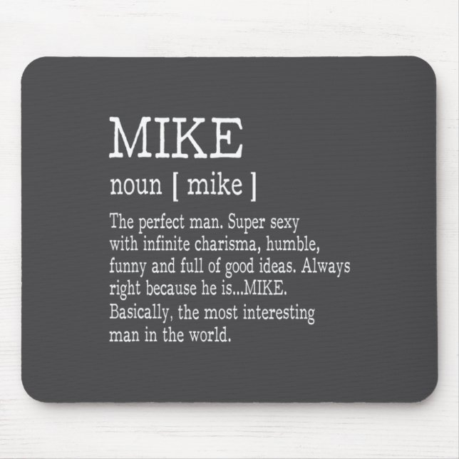 Adult Definition First Name Mike Men Funny  Mouse Pad (Front)
