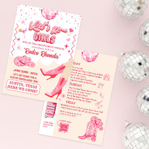 Adult Disco Cowgirl Bachelorette Weekend Invitation