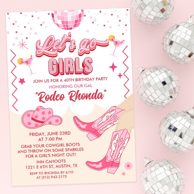 Adult Disco Cowgirl Birthday Party Invitation (Creator Uploaded)