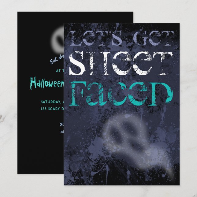 Adult Drinking Ghostly Halloween Party Invitation (Front/Back)