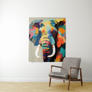 Adult elephant pop art tapestry
