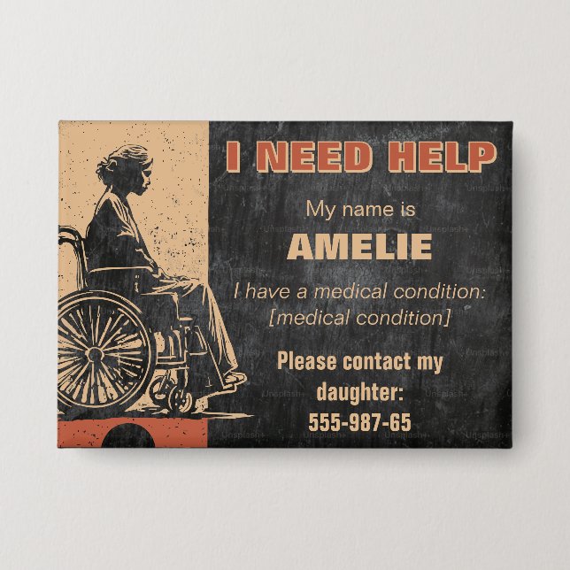 Adult Emergency Medical Tag ID - Contact Info (Front)