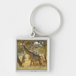 Adult female and juvenile Giraffe, Giraffa Key Ring