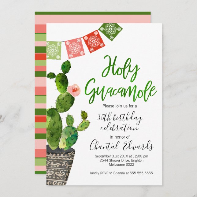 Adult Fiesta Birthday Invitation (Front/Back)