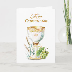 Adult First Communion Chalice and Grapes Blessing Card